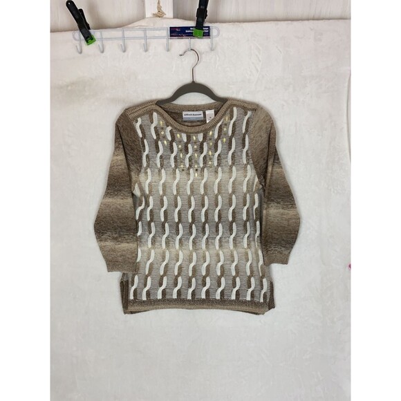 Alfred Dunner Sweaters - Alfred Dunner Petite PM Brown Ombre Sequin Embellished Sweater Granny